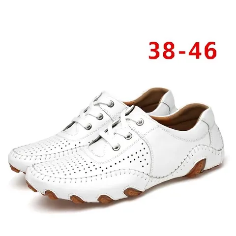 Mocassini da Uomo in Pelle di Vacca Scarpe da Guida Traforate Traspiranti Slip On Casual Con Suola in Gomma