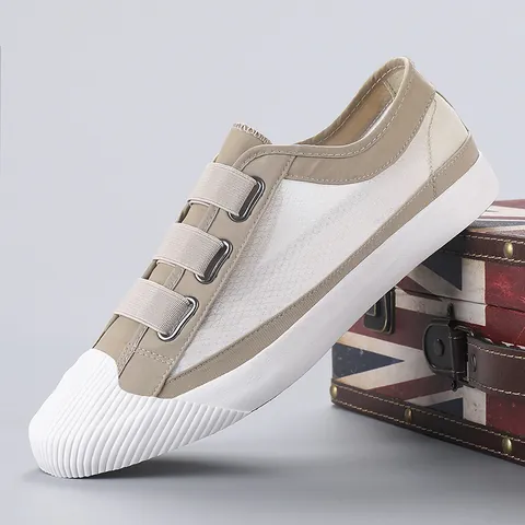 Herren Casual Mesh Slip-on Sneaker Sommer Atmungsaktiv Vulkanisierte Board Schuhe Mode Low Top Walking Schuhe Gummisohle