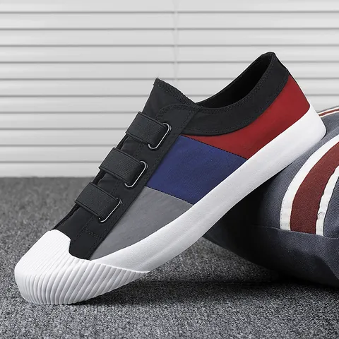 Herren Segeltuch Slipper Koreanischer Stil Patchwork Lässige Loafer Atmungsaktive Vulkanisierte Low-top Sneaker Für Den Alltag