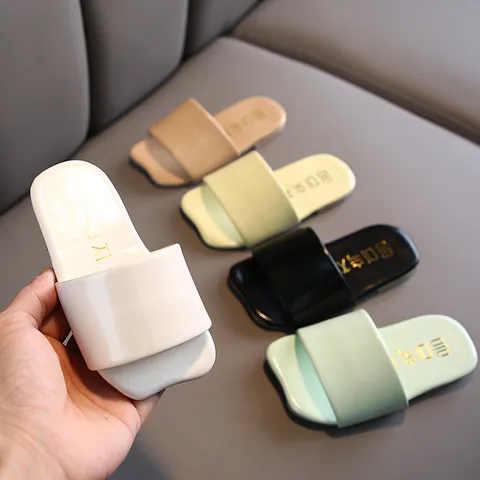 Pantuflas Informales de Verano para Niños Cuero Sintético Suave Suela de Plástico Estilo Coreano Sandalias Niños