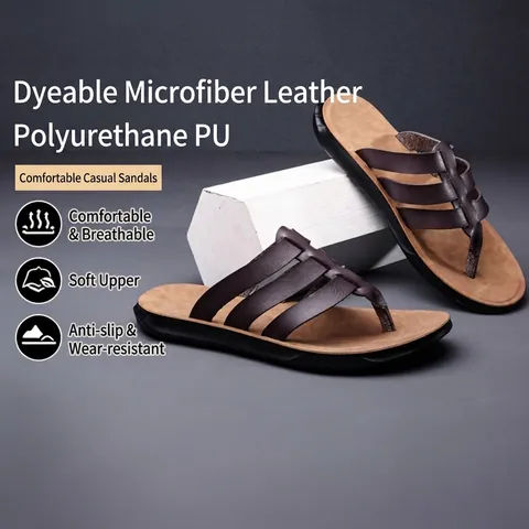 Men Flip Flops Microfiber Leather Casual Beach Sandals Waterproof Summer Outdoor Slides Sandals Men Footwear Yellow Black Brown Wine Red