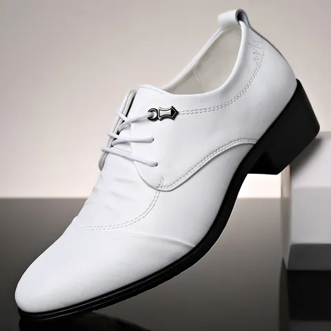 Men Business Formal Height Increasing Leather Shoes Recycled Leather Lace Up Low Top Wedding Dress Shoes Soft Sole Non Slip Office Oxford Footwear
