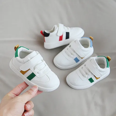 Toddler Kids PU Leather White Sneakers Soft Sole Anti-Slip Baby Walking Shoes For 1-3 Years Boys Girls Casual Sport Shoes