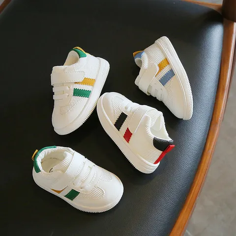 Toddler Kids PU Leather White Sneakers Soft Sole Anti-Slip Baby Walking Shoes For 1-3 Years Boys Girls Casual Sport Shoes