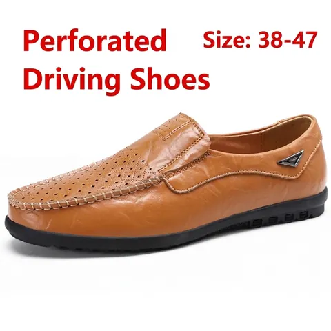 Men's Casual Loafers British Style Microfiber Leather Slip-On Driving Shoes Breathable Comfortable Soft Sole Flat Shoes For Walking Big Size
