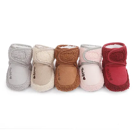 Infant Winter Warm Snow Boots Toddler First Walker Shoes Soft Sole Cotton Fabric Fleece Lined Baby Embroidery Booties