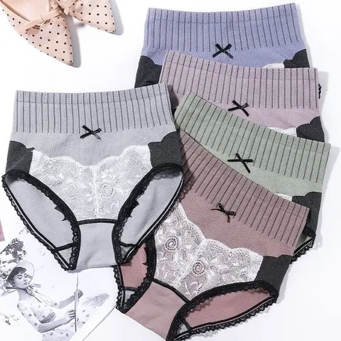 High Waist Tummy Control Panties Women Graphene Antibacterial Crotch Lace Seamless Butt Lift Body Shaper Underwear