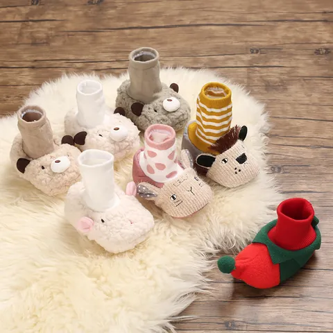 Cartoon Animal Baby First Walker Shoes Soft Sole Infant Toddler Warm Indoor Booties Non Slip Winter Cotton Shoes