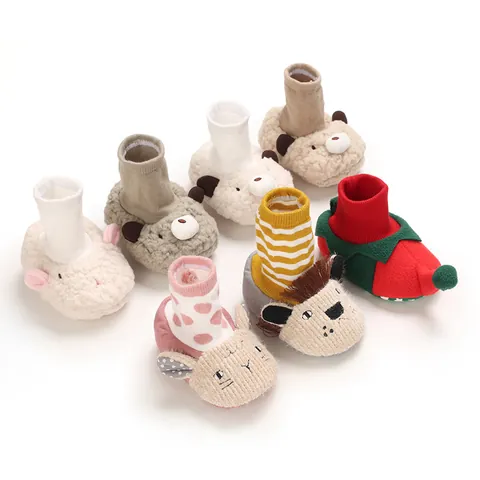 Cartoon Animal Baby First Walker Shoes Soft Sole Infant Toddler Warm Indoor Booties Non Slip Winter Cotton Shoes