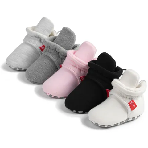 Cotton Fabric Baby First Walker Shoes Winter Warm Anti-Slip Infant Boots Soft Sole High Top Newborn Sock Shoes For Daily Home