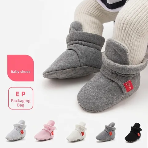 Cotton Fabric Baby First Walker Shoes Winter Warm Anti-Slip Infant Boots Soft Sole High Top Newborn Sock Shoes For Daily Home