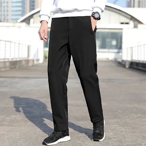 Men's Casual Nylon Outdoor Sports Pants Solid Color Loose Straight Leg Trousers Spring Autumn Fashion Elastic Pants For Men