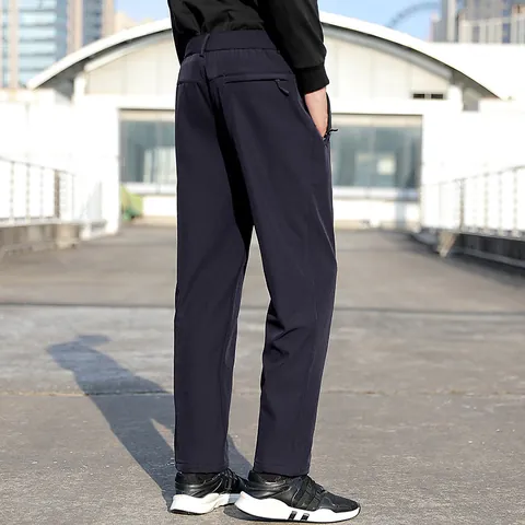 Men's Casual Nylon Outdoor Sports Pants Solid Color Loose Straight Leg Trousers Spring Autumn Fashion Elastic Pants For Men