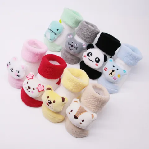 Infant Baby Anti-slip Floor Socks Cartoon Animal Plush Doll Thick Terry Knit Warm Non-skid Winter Home Socks For Toddlers