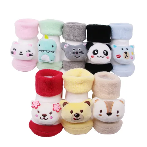 Infant Baby Anti-slip Floor Socks Cartoon Animal Plush Doll Thick Terry Knit Warm Non-skid Winter Home Socks For Toddlers