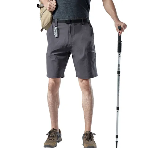 Men's Outdoor Hiking Quick Dry Shorts Lightweight Breathable Multi Pocket Cargo Bottom With Adjustable Belt For Camping Climbing