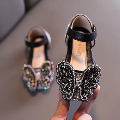 Mädchen Prinzessin Schuhe Kunstleder Strass Schleife Künstliche Perle Tanz Aufführung Schuhe Weiche Sohle Formelle Schuhe