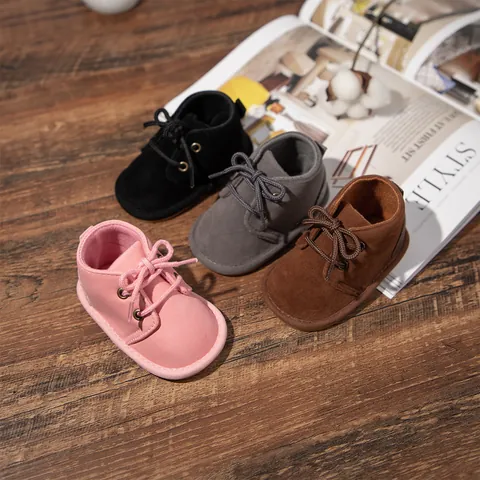 Infant Baby First Walkers Boots Autumn Winter Lace Up Soft Sole Shoes Anti Slip Cotton Fabric Toddler Baby Shoes