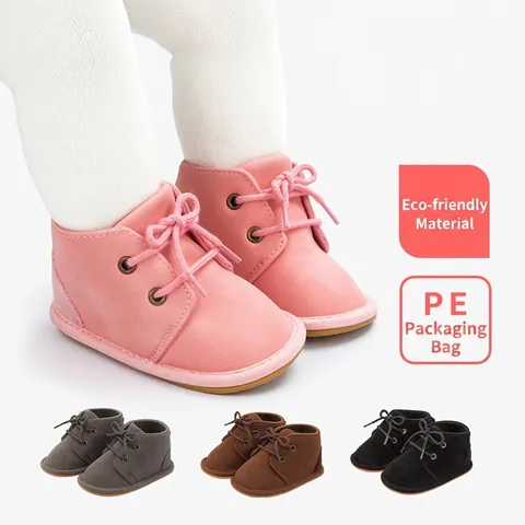 Infant Baby First Walkers Boots Autumn Winter Lace Up Soft Sole Shoes Anti Slip Cotton Fabric Toddler Baby Shoes