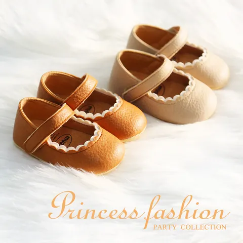 Baby Girls Mary Jane Pre-walker Shoes Synthetic Leather Scalloped Trim Soft Sole Infant Princess Toddler First Walkers