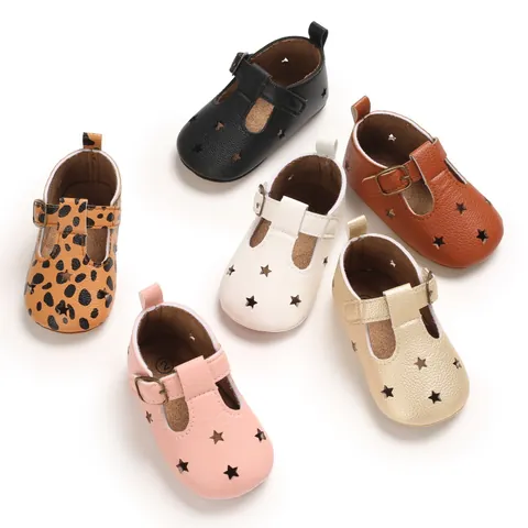 Baby First Walker Shoes Star Hollow Out T-Strap Toddler Sandals Breathable Non-Slip Soft Sole Infant Shoes Boys Girls Summer Casual Shoes