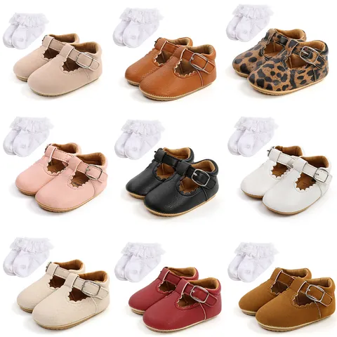 Baby Girl Princess Mary Jane Shoes Set Scalloped Edge First Walkers With Matching Bow Headband For Toddlers Spring Infant Wedding Party Shoes