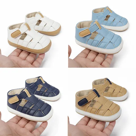 Summer Baby Breathable Sandals Newborn First Walker Shoes Soft Sole Synthetic Leather Hollow Out Toddler Infant Shoes