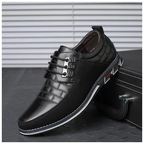 Mode Herren Freizeit Lederschuhe Atmungsaktiv Wasserdicht PU Leder Karomuster Koreanischer Stil Sneaker Büro Alltag Flache Schuhe