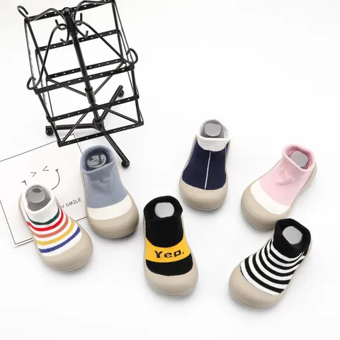 Toddler Baby Floor Shoes Breathable Knitted Socks Shoes Non Slip Soft Rubber Sole Indoor First Walkers For Boys Girls Kindergarten