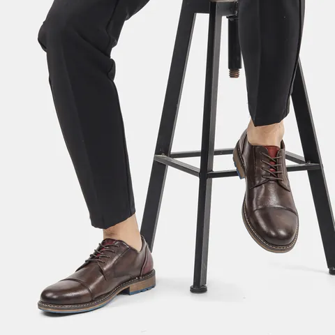 Herren Business Casual Lederschuhe Retro Poliert Derby Schnürschuhe Kunstleder Low Top Formelle Schuhe Für Büro Arbeit