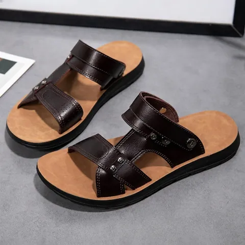Men's Outdoor Sandals Summer Microfiber Leather Beach Shoes Breathable Non-slip Casual Slides For Men Walking Hiking Shoes
