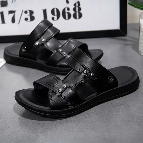 Men's Outdoor Sandals Summer Microfiber Leather Beach Shoes Breathable Non-slip Casual Slides For Men Walking Hiking Shoes