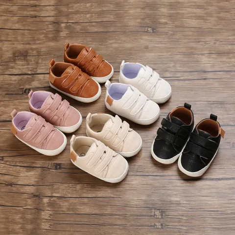 Infant Toddler Baby Walking Shoes Artificial Leather Soft Rubber Sole Hook And Loop Fastener Non Slip First Walker Shoes For Boys Girls Casual Shoes
