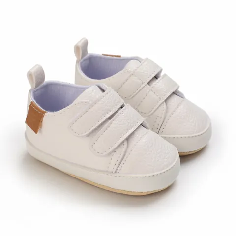 Baby Infant Pre-walker Shoes Soft Sole Hook-and-Loop Artificial PU Leather First Walkers Anti-slip Toddler Sneakers