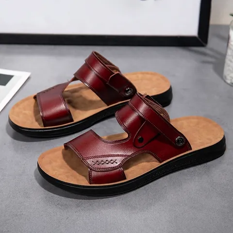 Men Casual Microfiber Leather Sandals Breathable Anti Slip Outdoor Beach Slides Buckle Straps Summer Sandals For Men