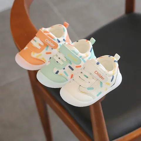 Baby Toddler Walker Shoes Breathable Mesh Soft Sole Anti-slip Hook and Loop Casual Sneakers For Boys Girls Kids First Walkers