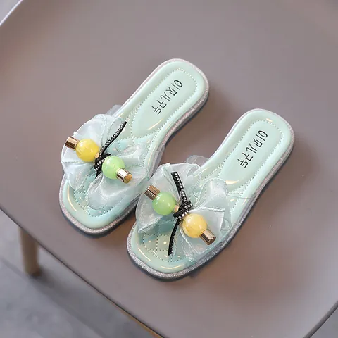 Chanclas de Moda de Verano para Niñas Decoración de Flores de Malla Charol Suela Blanda Sandalias Antideslizantes Playa Niños