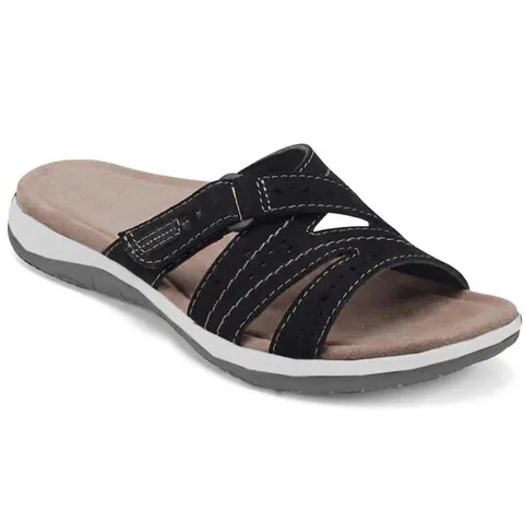 Women Western Thick Sole Hollow Carved Slides Breathable Synthetic Leather Casual Comfortable Slip-On Sandals For Daily Wear