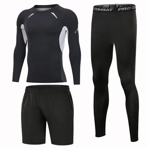 Heren Fitness Compressie Top Leggings en Shorts Sportkleding Sneldrogend Ademend Sportoutfit voor Hardlopen Basketbal Training