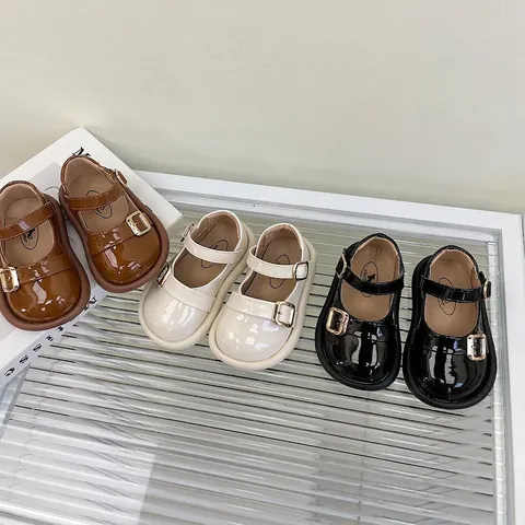 Zapatos Mary Jane de Princesa para Bebé Niña Cuero de Microfibra Suela Blanda Antideslizante Zapatos para Caminar Clásicos Color Sólido
