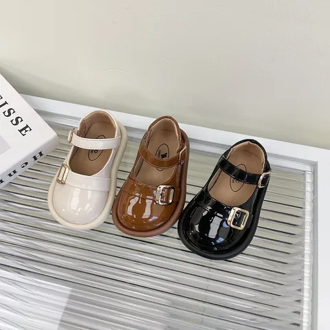 Zapatos Mary Jane de Princesa para Bebé Niña Cuero de Microfibra Suela Blanda Antideslizante Zapatos para Caminar Clásicos Color Sólido