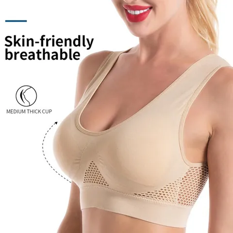 Seamless Mesh Hollow Breathable Sports Bra Women Plus Size Wireless Shockproof Yoga Running Fitness Workout Tank Top