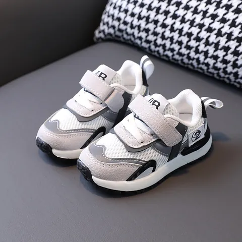 Toddler Kids Fashion Sneakers Breathable Mesh Patchwork Sporty Walking Shoes With Hook-and-loop Closure For Boys Girls Casual Outdoor