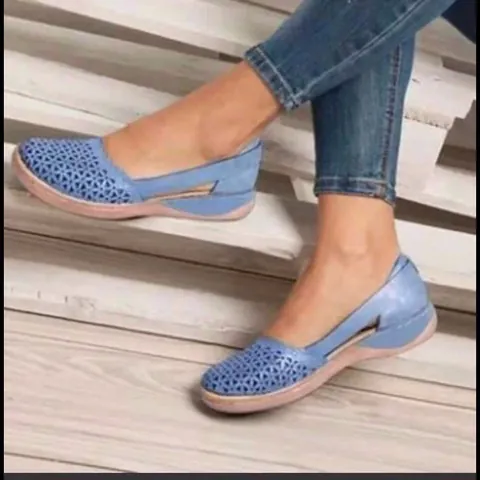 Women's Hollow Out Breathable Flat Sandals Casual Roman Style Loafers Slip On Soft PU Synthetic Leather Summer British Shoes