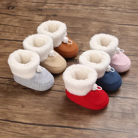 Infant Baby Winter Warm Prewalker Shoes Fleece Lined Non Slip Boots For Boys Girls First Walkers Casual Toddler Footwear