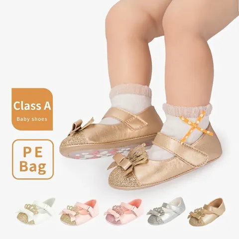 Princess Baby Girl First Walkers Sequins Crown Bow Soft Sole Non-Slip Infant Toddler Princess Shoes Mary Jane Shoes