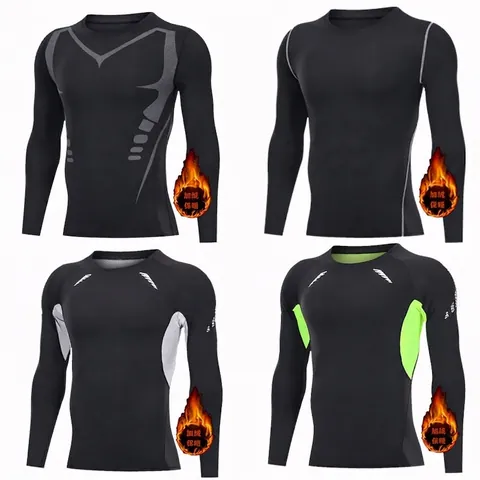 Men's Thermal Compression Shirt Fleece Lined Long Sleeve Workout Top High Elastic Quick Dry Gym Sports Baselayer for Winter
