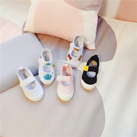 Kinder Segeltuchschuhe Mit Muschelzehe Mary Jane Board Schuhe Kleinkinder Klettverschluss Sneakers Jungen Mädchen Lässiges Schuhwerk