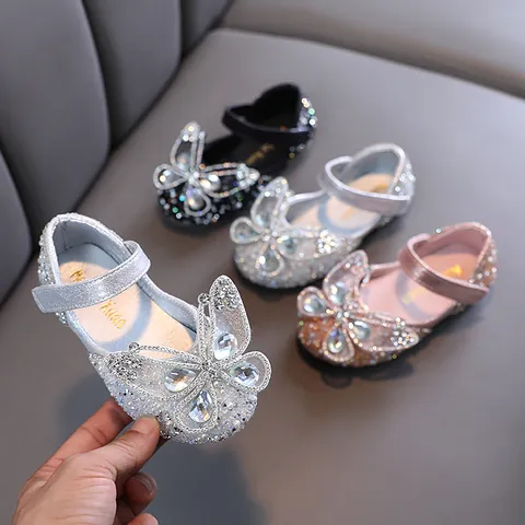 Mädchen Prinzessin Strass Schleife Schuhe Kunstleder Koreanischer Stil Formelle Aufführung Tanz Party Schuhe Für Kleine Mädchen