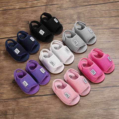 Breathable Mesh Baby Summer Walking Sandals Soft Rubber Sole Non-Slip Velcro First Walker Shoes For Infants Toddlers Boys Girls